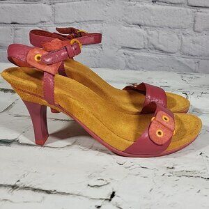 Y2K Diesel Astro Leather Pumps Ankle Strap Heels Sz 6 Orange Pink RARE NEW NOS